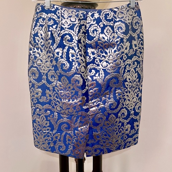 ✅🆕 Sunny Leigh Women’s Pencil Skirt ,Blue silver Metallic ,size 10 - Picture 3 of 7